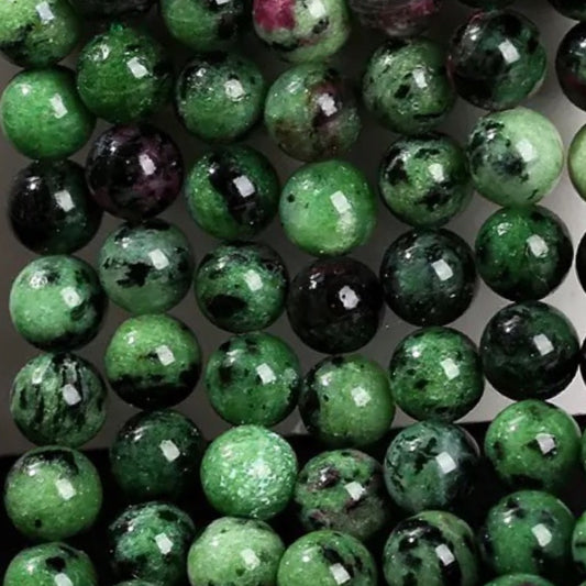 AA Genuine Natural Ruby Zoisite Beads Gemstone 4mm 5mm 6mm 8mm 10mm High Quality Smooth Round Beads 1 Full Strand 15"