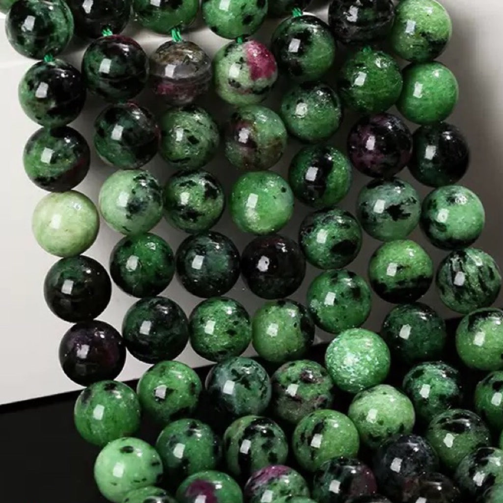 AA Genuine Natural Ruby Zoisite Beads Gemstone 4mm 5mm 6mm 8mm 10mm High Quality Smooth Round Beads 1 Full Strand 15"