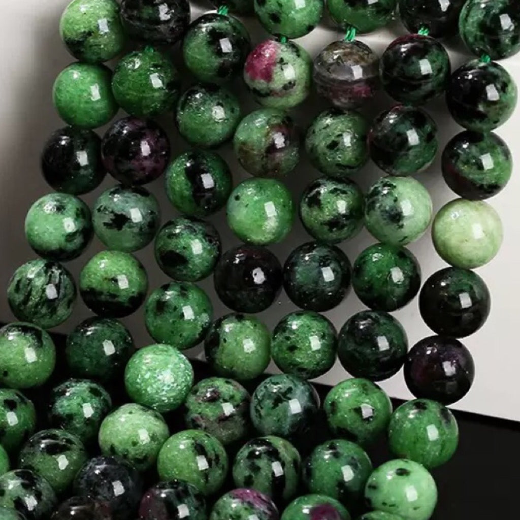 AA Genuine Natural Ruby Zoisite Beads Gemstone 4mm 5mm 6mm 8mm 10mm High Quality Smooth Round Beads 1 Full Strand 15"