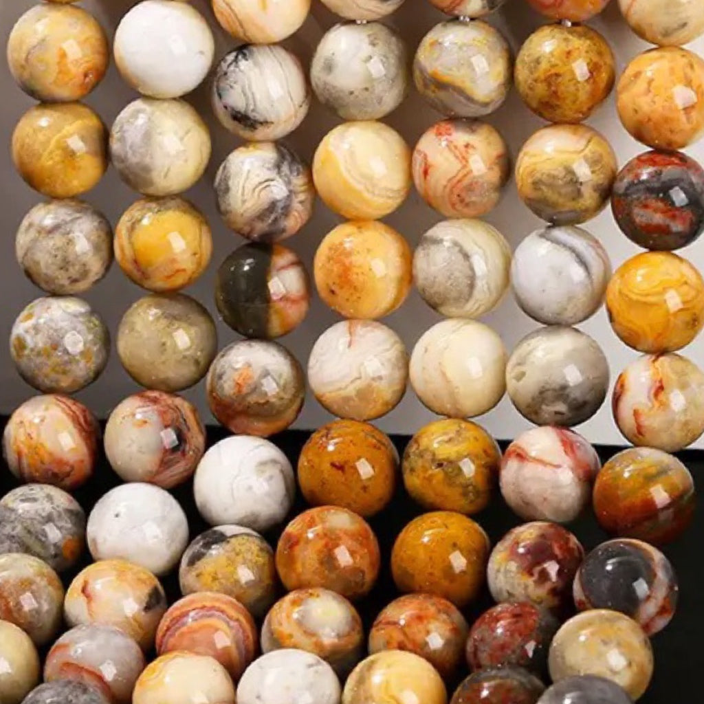 AA Genuine Natural Crazy Lace Agate Gemstone Smooth Round Beads 1 Full Strand 15"