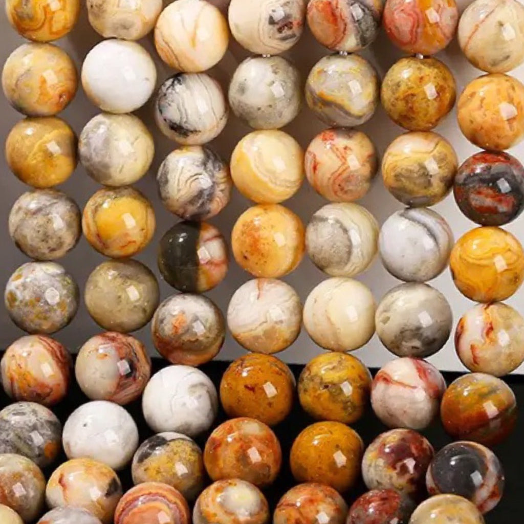 AA Genuine Natural Crazy Lace Agate Gemstone Smooth Round Beads 1 Full Strand 15"
