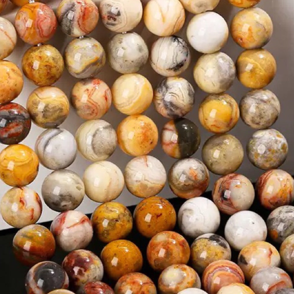 AA Genuine Natural Crazy Lace Agate Gemstone Smooth Round Beads 1 Full Strand 15"