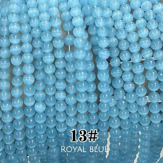 Cat's Eye Round Beads 15" Strand 13# (Royal Blue)