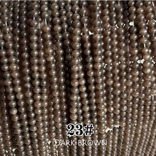 Cat's Eye Round Beads 15" Strand 23# (Dark Brown)