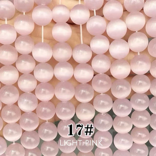 Cat's Eye Round Beads 15" Strand 17# (Light Pink)