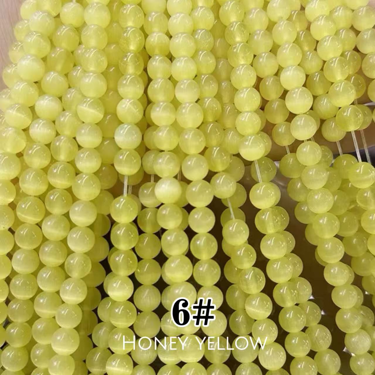 Cat's Eye Round Beads 15" Strand 6# (Honey Yellow)