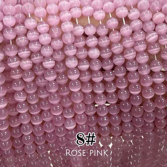 Cat's Eye Round Beads 15" Strand 8# (Rose Pink)