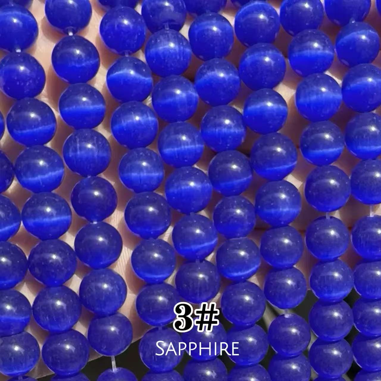 Cat's Eye Round Beads 15" Strand 3# (Sapphire)