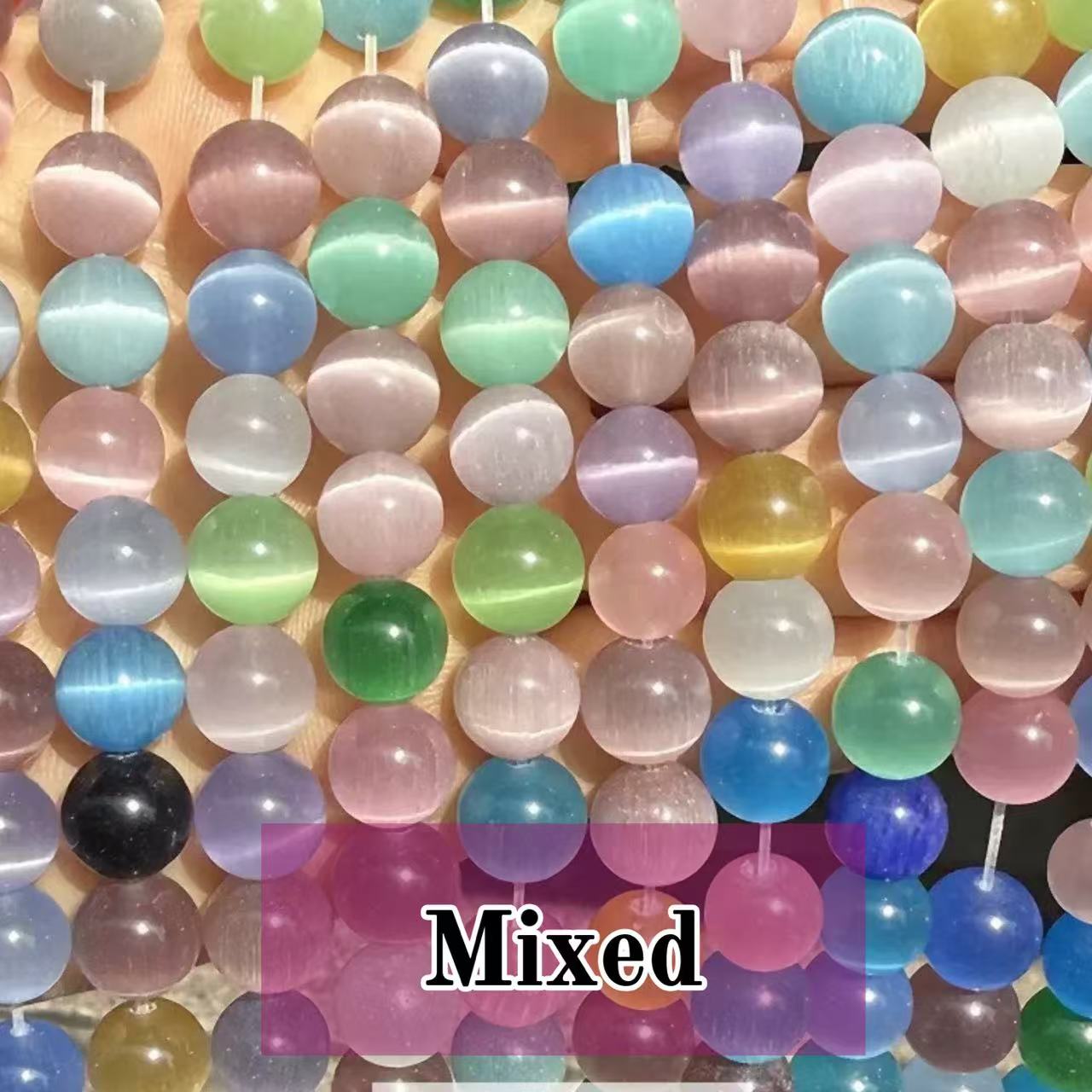 AAA Cat's Eye Round Beads 15" Strand 10mm