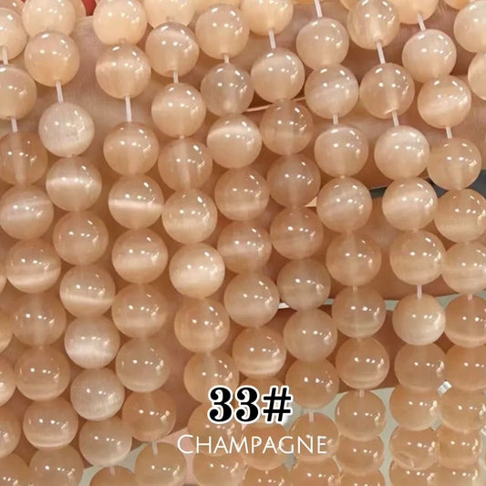 Cat's Eye Round Beads 15" Strand 33# (Champagne)