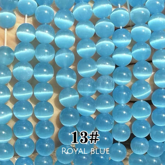 Cat's Eye Round Beads 15" Strand 13# (Royal Blue)
