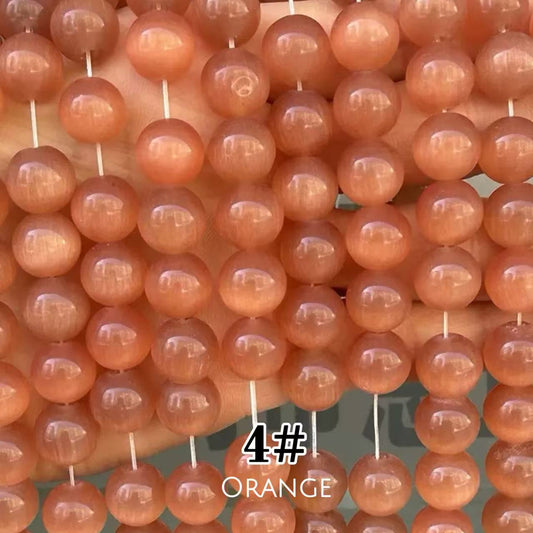 Cat's Eye Round Beads 15" Strand 4# (Orange)