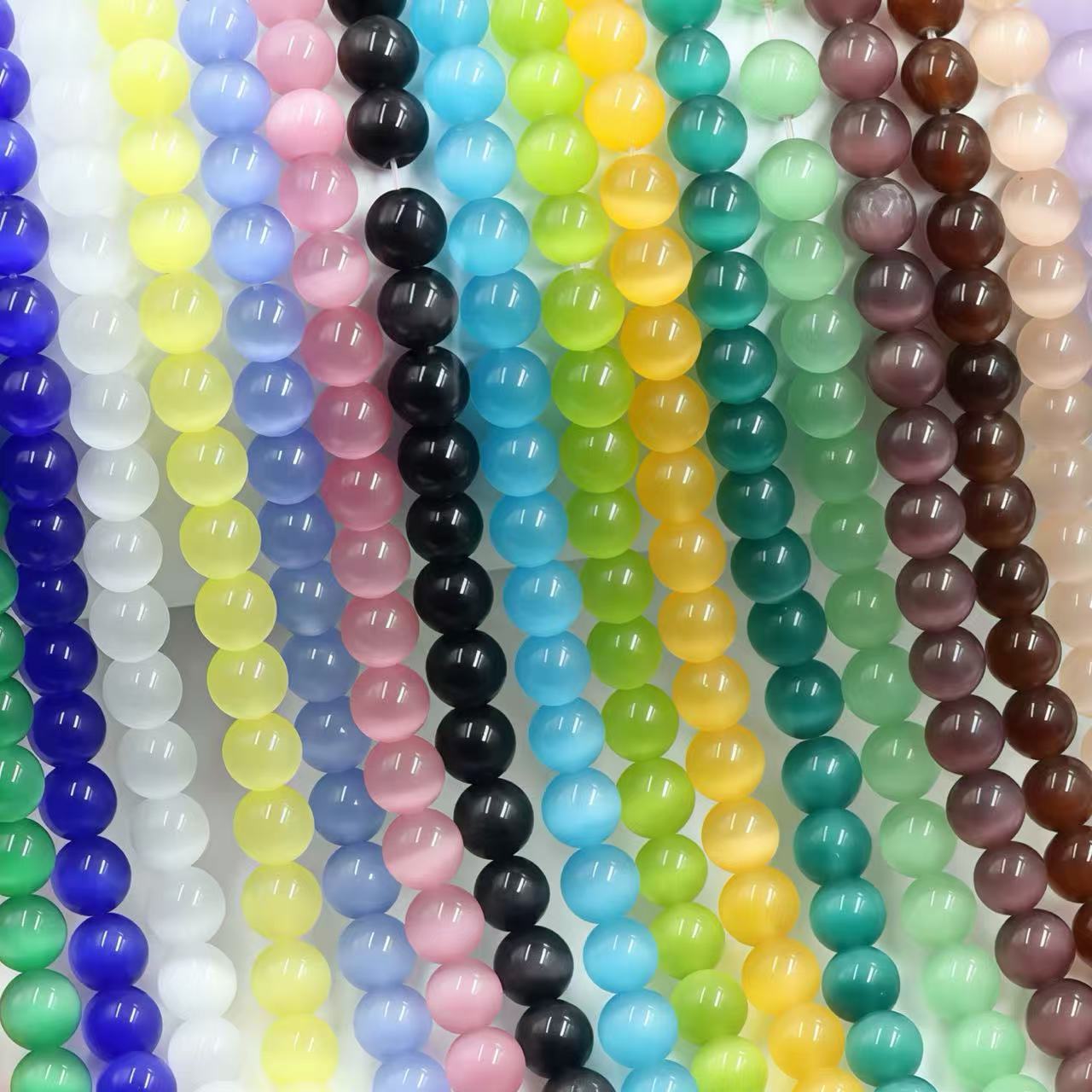 AAA Cat's Eye Round Beads 15" Strand 14mm