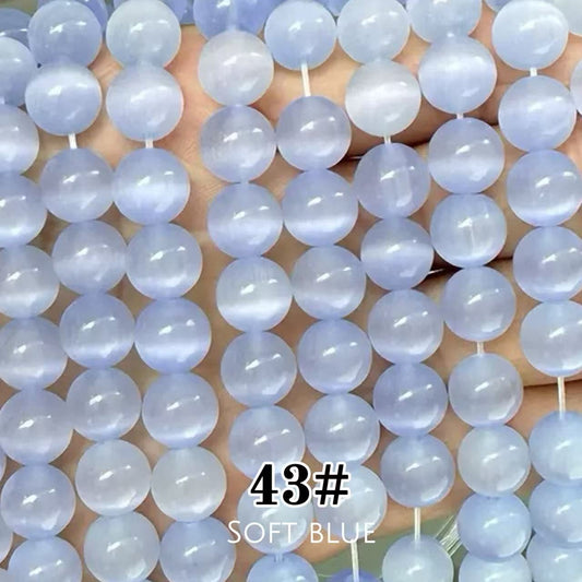 Cat's Eye Round Beads 15" Strand 43# (Soft Blue)
