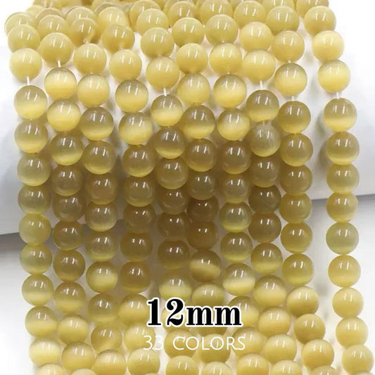 AAA Cat's Eye Round Beads 15" Strand 12mm