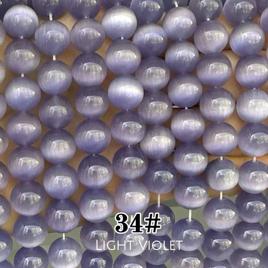 Cat's Eye Round Beads 15" Strand 34# (Light Violet)