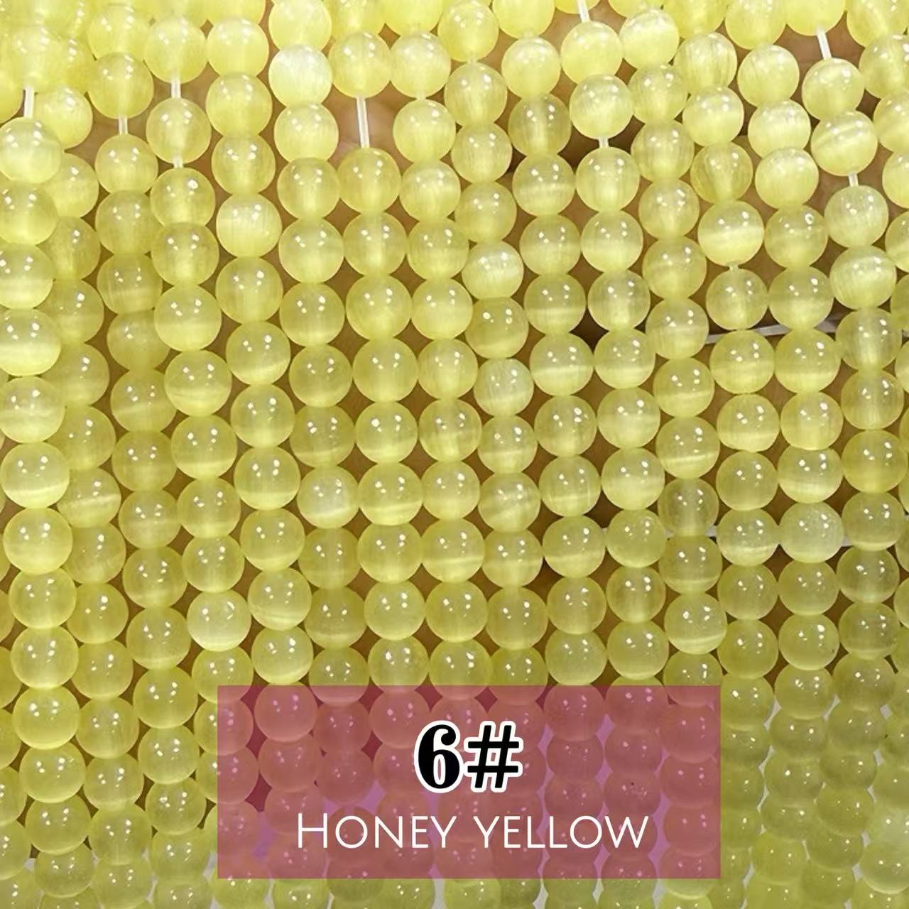 AAA Cat's Eye Round Beads 15" Strand 6mm