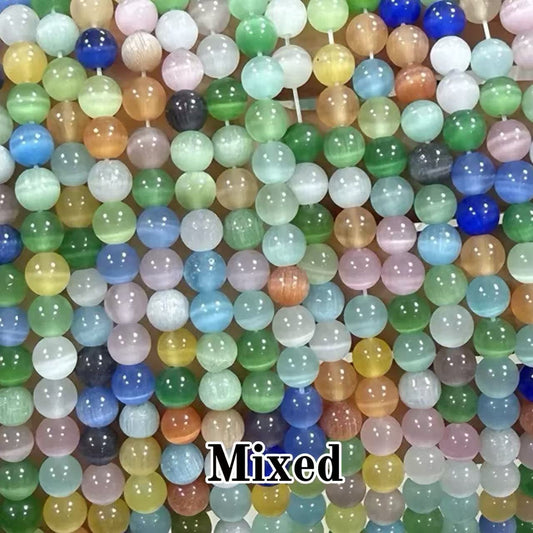 Cat's Eye Round Beads 15" Strand (Mixed Color)