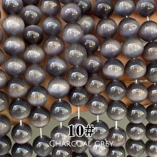Cat's Eye Round Beads 15" Strand 10# (Charcoal Grey)