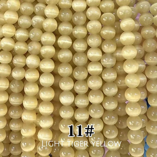 Cat's Eye Round Beads 15" Strand 11# (Light Tiger Yellow)