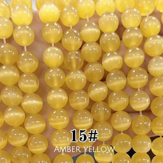 Cat's Eye Round Beads 15" Strand 15# (Amber Yellow)