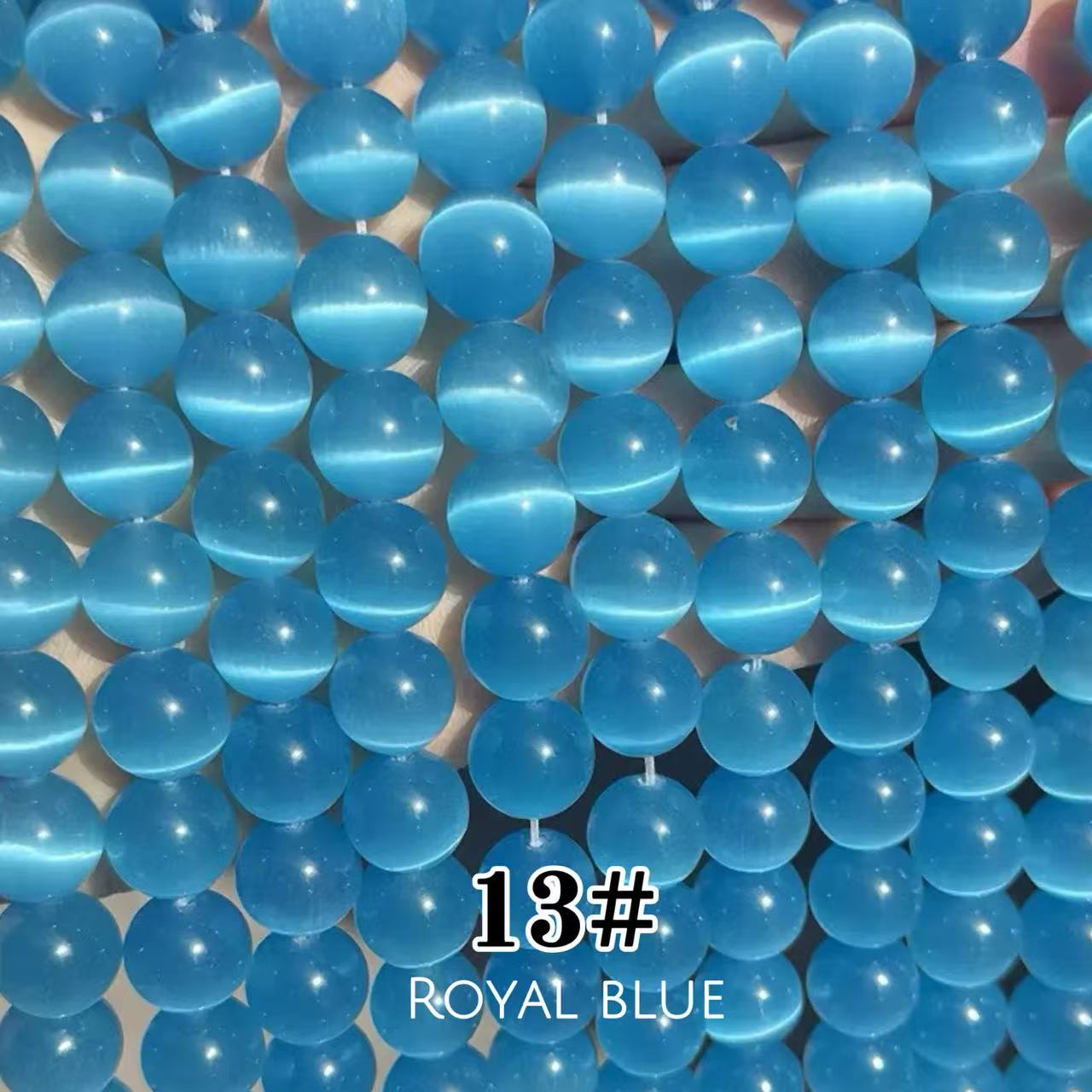 Cat's Eye Round Beads 15" Strand 13# (Royal Blue)