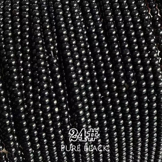 Cat's Eye Round Beads 15" Strand 24# (Pure Black)
