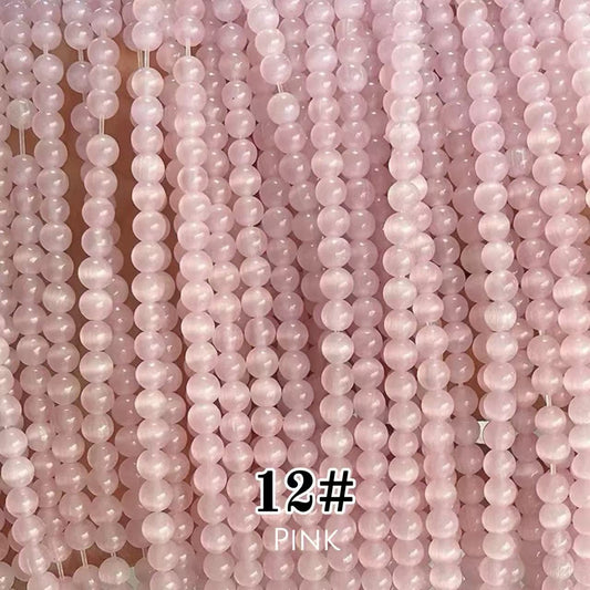 Cat's Eye Round Beads 15" Strand 12# (Pink)
