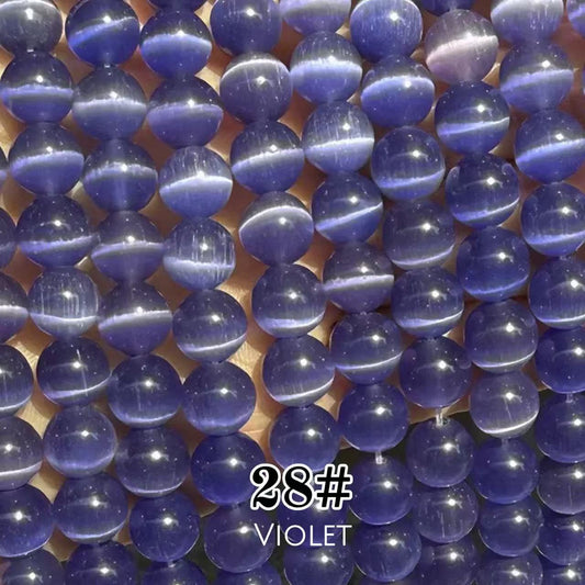 Cat's Eye Round Beads 15" Strand 28# (Violet)