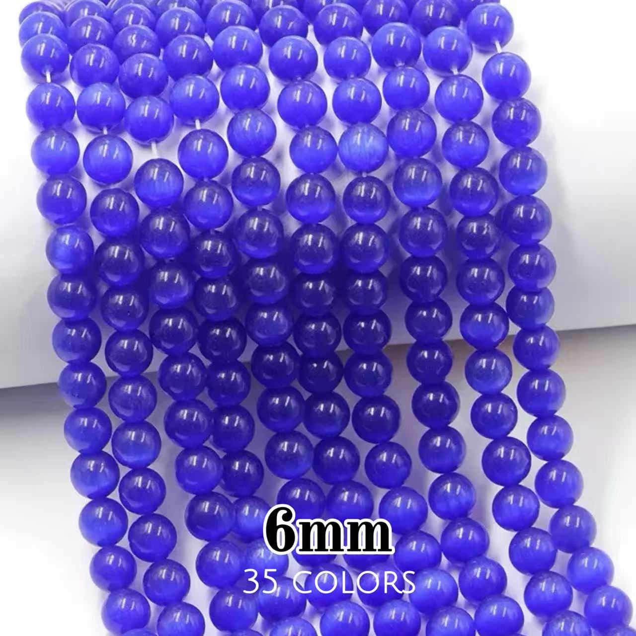 AAA Cat's Eye Round Beads 15" Strand 6mm