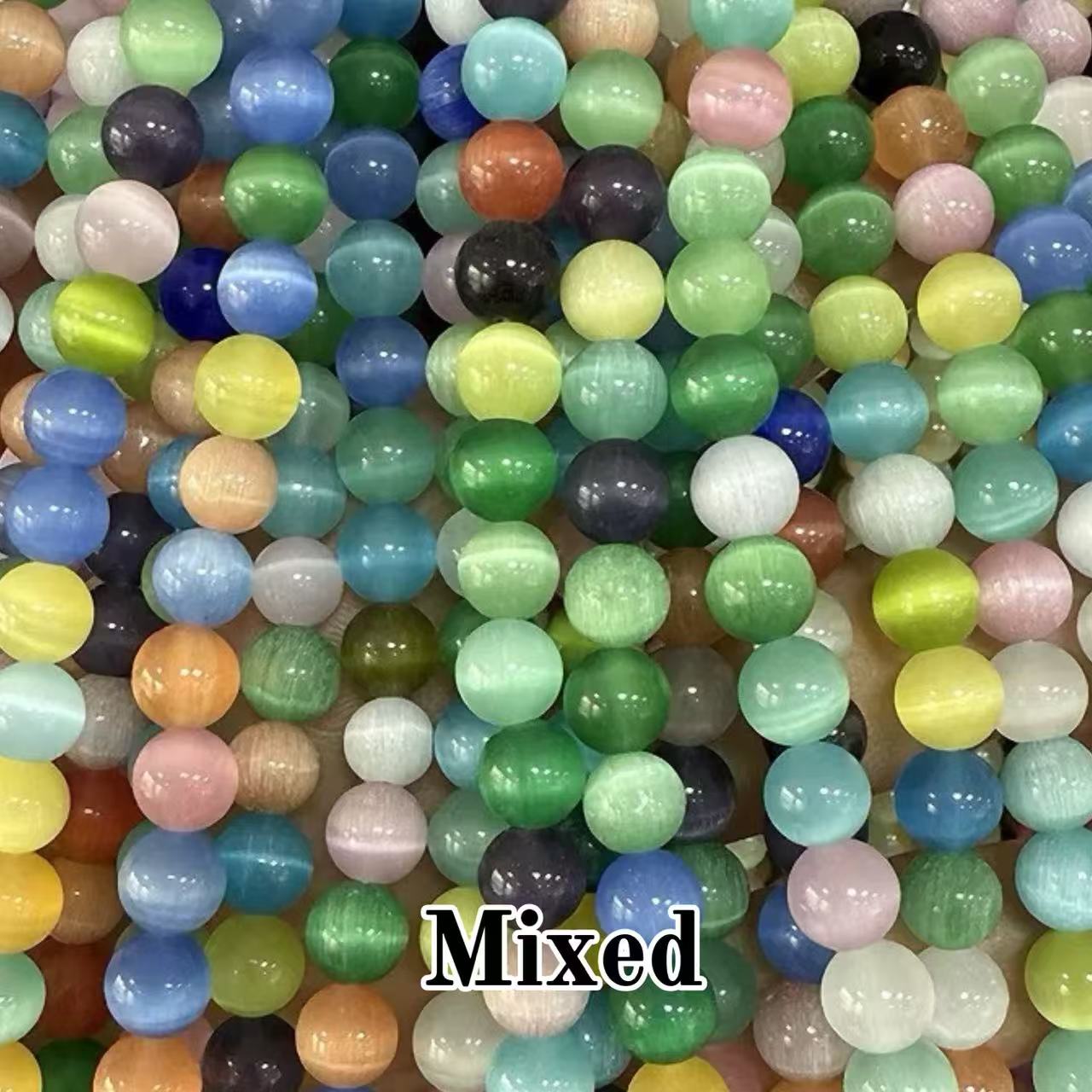 Cat's Eye Round Beads 15" Strand (Mixed Color)