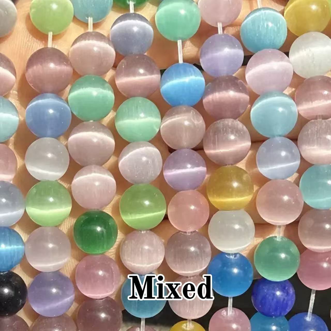 Cat's Eye Round Beads 15" Strand (Mixed Color)