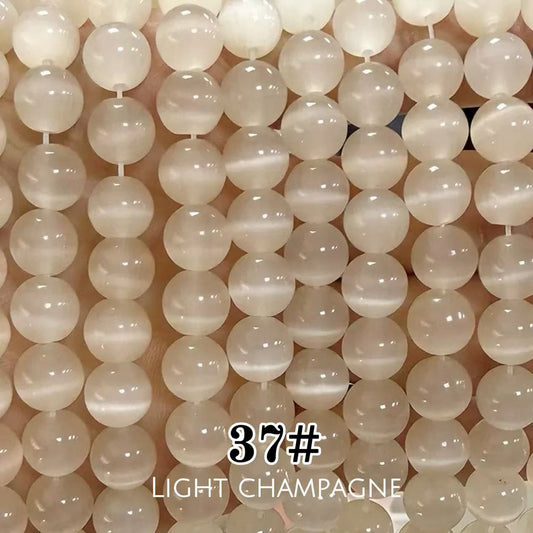 Cat's Eye Round Beads 15" Strand 37# (Light Champagne)