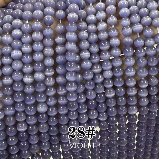 Cat's Eye Round Beads 15" Strand 28# (Violet)