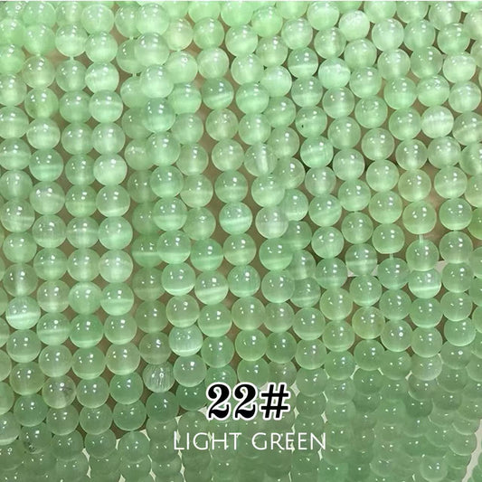 Cat's Eye Round Beads 15" Strand 22# (Light Green)