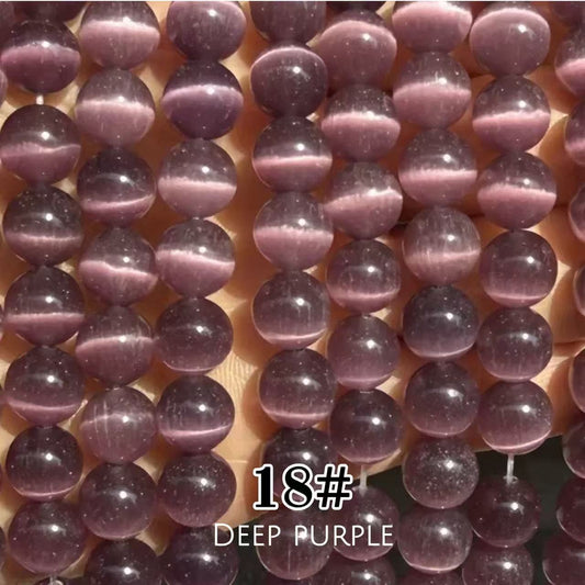 Cat's Eye Round Beads 15" Strand 18# (Deep Purple)