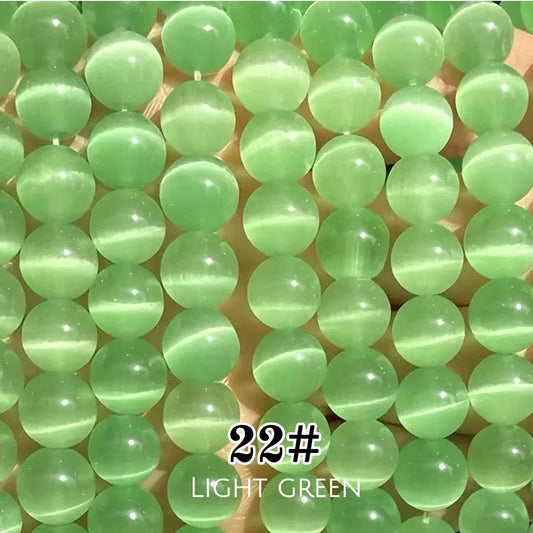 Cat's Eye Round Beads 15" Strand 22# (Light Green)