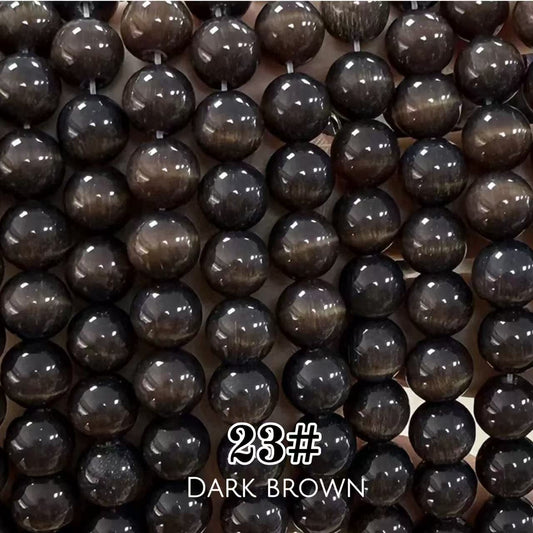 Cat's Eye Round Beads 15" Strand 23# (Dark Brown)