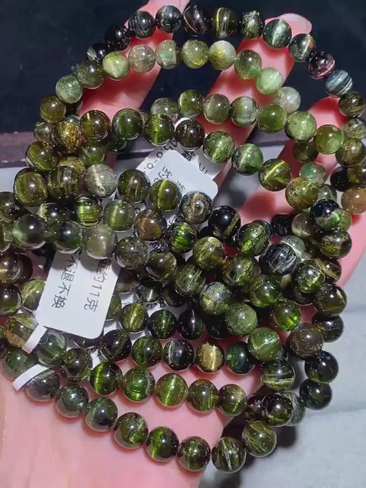 Genuine Natural Grade A Brazilian Cat Eye Tourmaline Bracelet Jewelry Gifts 6-7mm