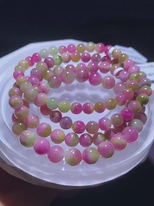 Genuine Natural Grade A Watermelon Tourmaline Bracelet Gifts For Her 6mm